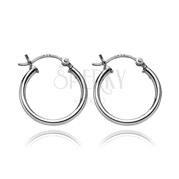 Earrings made of 925 silver - thick smooth hoops, 15 mm