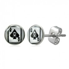 Earrings made of surgical steel with Ace of Spades card