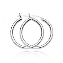 Silver earrings 925 - simple thick circles, 40 mm
