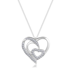 Necklace made of 925 silver - tripple braided heart with zircons