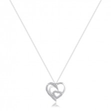 Necklace made of 925 silver - tripple braided heart with zircons