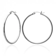 Earrings made of surgical steel, big circles, silver colour