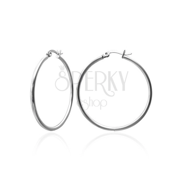 Earrings made of surgical steel, big circles, silver colour