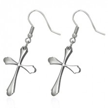 Earrings made of surgical steel, cross with rounded shoulders