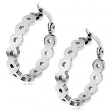 Shiny round earrings made of 316L steel composed of joined hoops