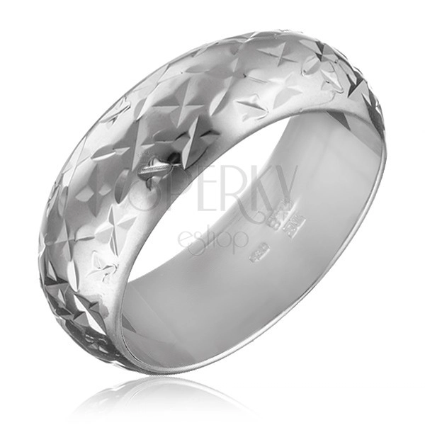 Shiny silver ring 925 - little engraved stars