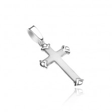 Silver cross pendant 925 - matt surface with shiny undulated tips
