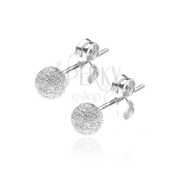 Silver earrings - little sparkling ball, 4 mm