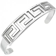 Surgical steel cuff bracelet with Greek key