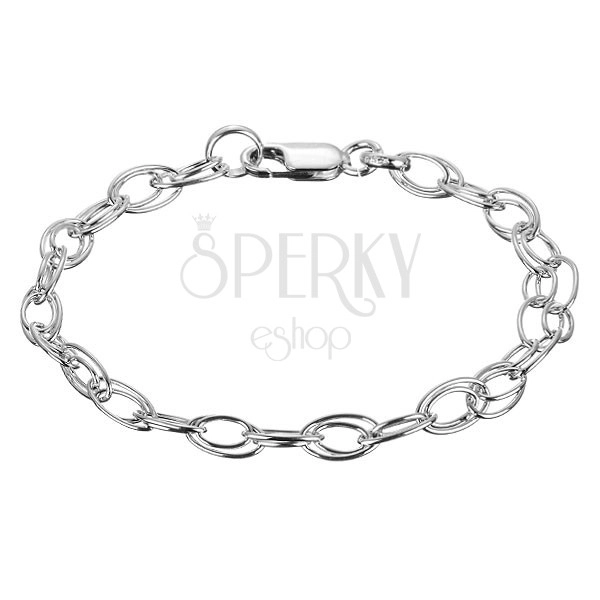 Silver bracelet - joined double chain with oval eyelets