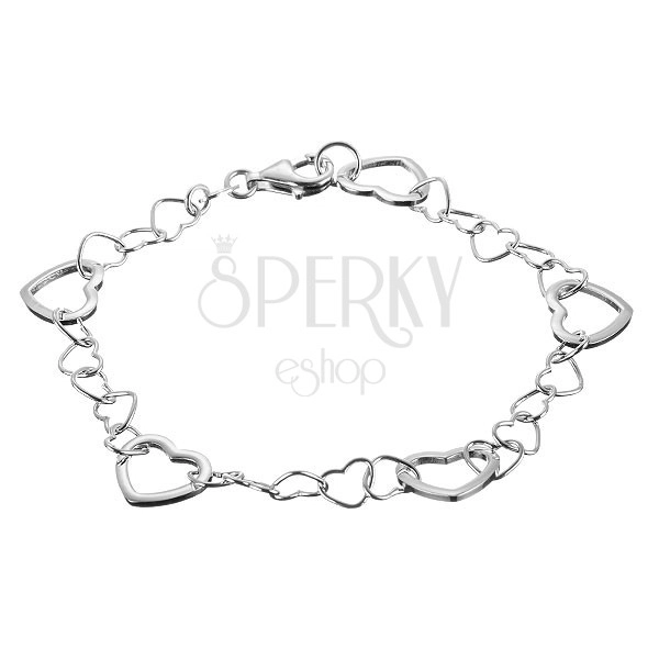 Bracelet made of 925 silver - small and large heart eyelets