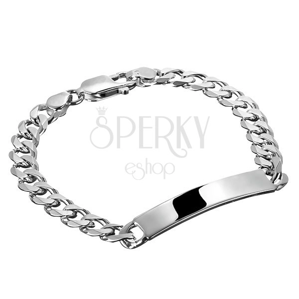 Chain bracelet made of 925 silver - smooth plate in middle