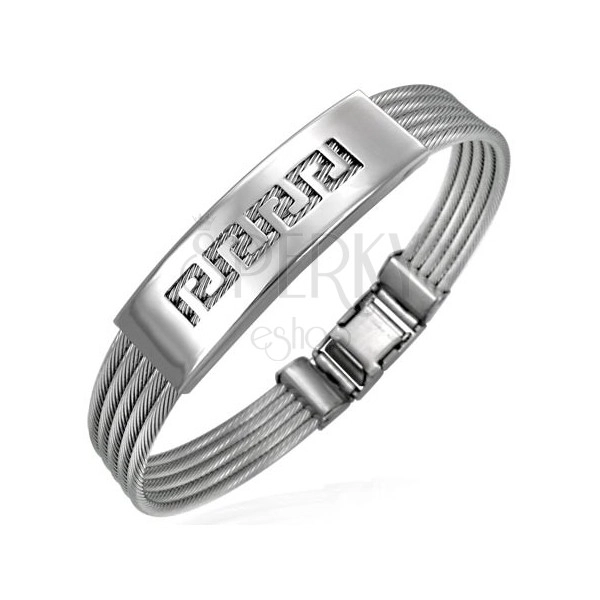 Steel bracelet with twisted wires and Greek key