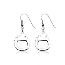 Earrings made of 316L steel in silver colour - police handcuffss