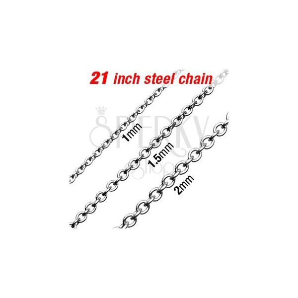 Surgical steel chain, silver colour, oval links