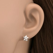 Silver earrings - little star with cutouts and one zircon