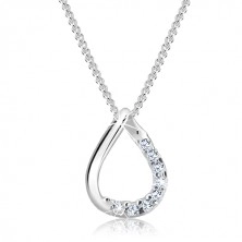 Chain and pendant made of 925 silver - silhouette of tear, zircons