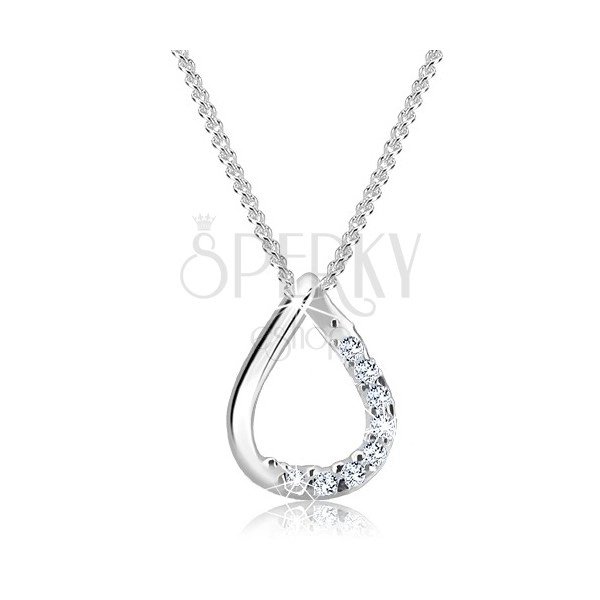 Chain and pendant made of 925 silver - silhouette of tear, zircons