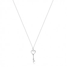 Necklace made of 925 silver - heart-shaped key on chain