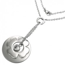 Surgical steel necklace - flower, disc, and ring pendants with zircon
