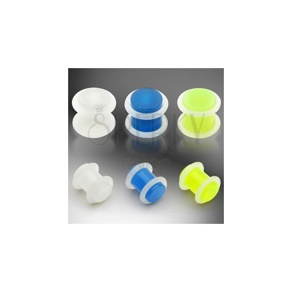 UV ear plug, glowing in dark, two rubber O -rings